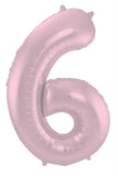 Folieballong Siffror 6 Pastellrosa Metallic Matt - 86 cm - Folieballong