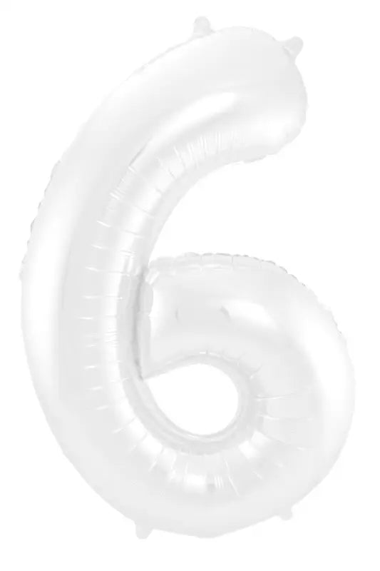 Folieballong Siffror 6 Vit Metallic Matt - 86 cm - Folieballong