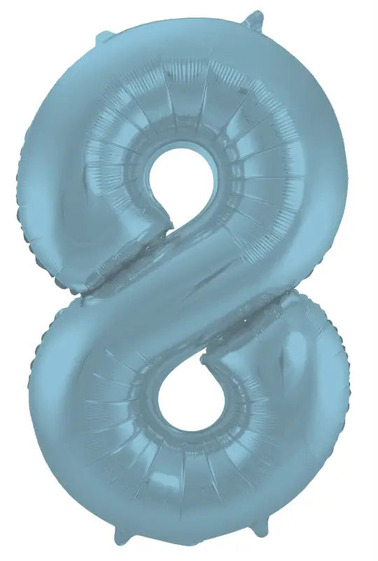 Folieballong Siffror 8 Pastellblå Metallic Matt - 86 cm - Folieballong