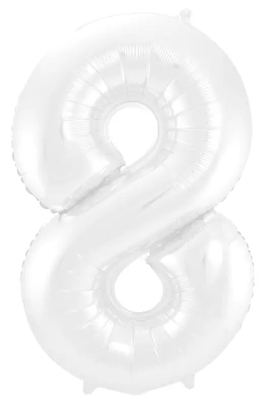 Folieballong Siffror 8 Vit Metallic Matt - 86 cm - Folieballong