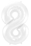 Folieballong Siffror 8 Vit Metallic Matt - 86 cm - Folieballong
