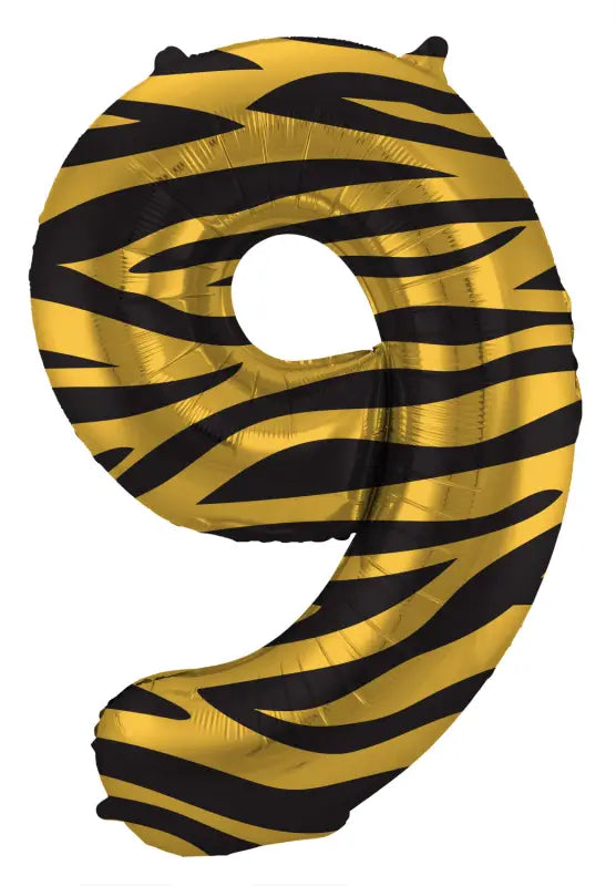 Folieballong siffror 9 tiger chic - 86 cm