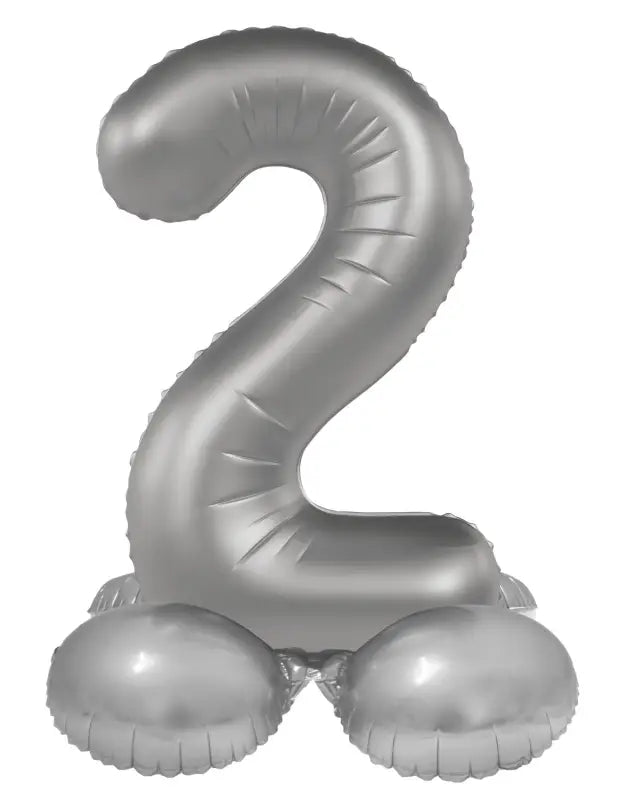 Folieballong Stående Siffra 2 - Moonlight Silver - Satin Gloss - 41 cm - Folieballong