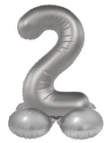 Folieballong Stående Siffra 2 - Moonlight Silver - Satin Gloss - 41 cm - Folieballong