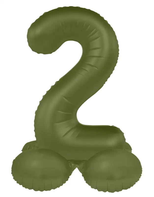 Folieballong Stående Siffra 2 - Olive Green - Ultra Matt - 41 cm - Folieballong