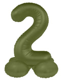 Folieballong Stående Siffra 2 - Olive Green - Ultra Matt - 41 cm - Folieballong