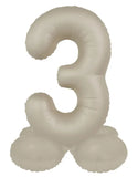 Folieballong Stående Siffra 3 - Creamy Latte - Ultra Matt - 41 cm - Folieballong