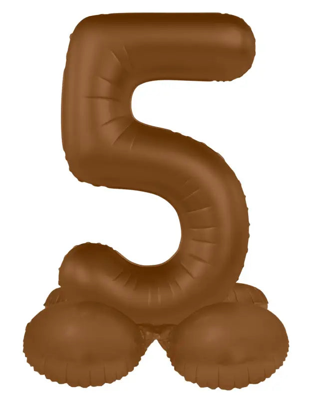 Folieballong Stående Siffra 5 - Choklad Brun - Ultra Matt - 72 cm - Folieballong