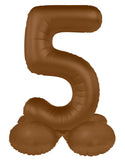 Folieballong Stående Siffra 5 - Choklad Brun - Ultra Matt - 72 cm - Folieballong