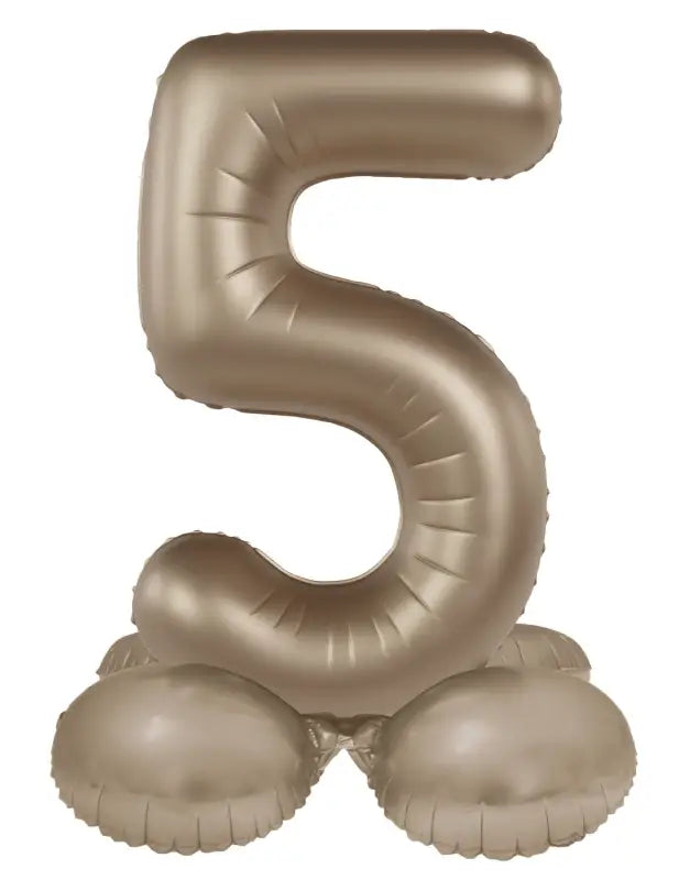 Folieballong Stående Siffra 5 - Starlight Guld - Satin Gloss - 41 cm - Folieballong