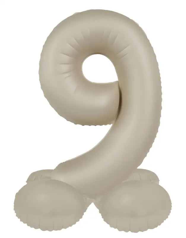 Folieballong Stående Siffra 9 - Creamy Latte - Ultra Matt - 72 cm - Folieballong