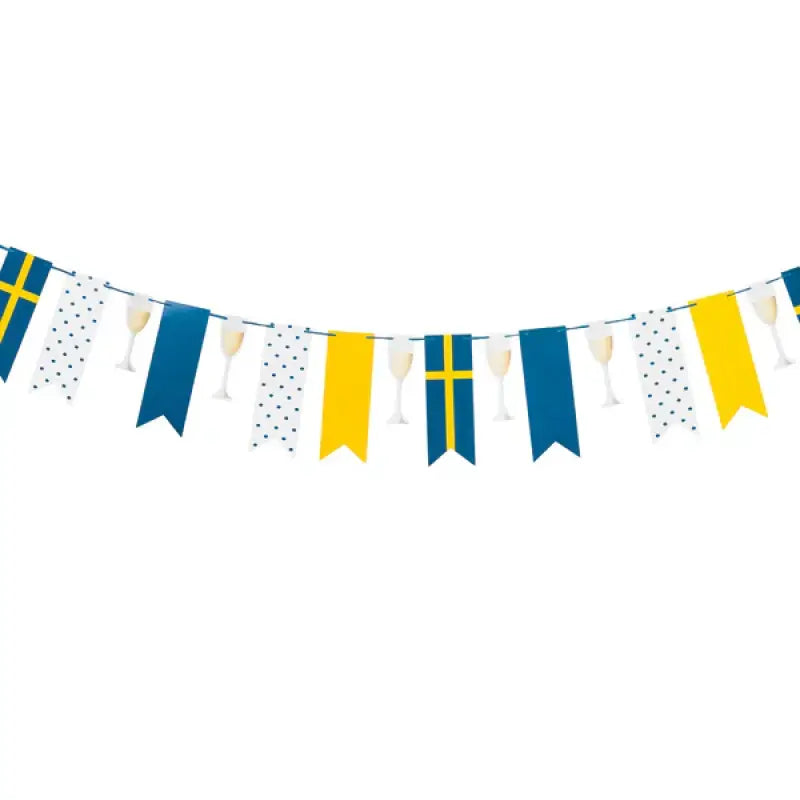 Girlang flaggor & champagneglas svenska flaggan