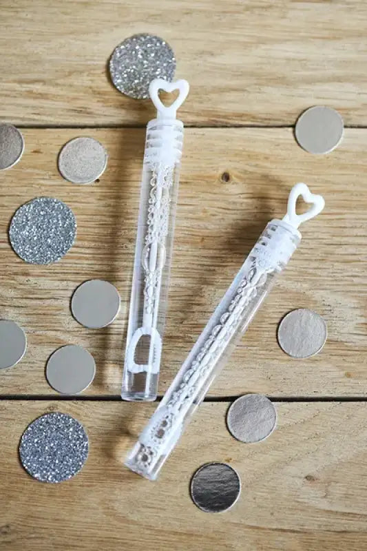 Hjärtformade såpbubblor vita 48-pack