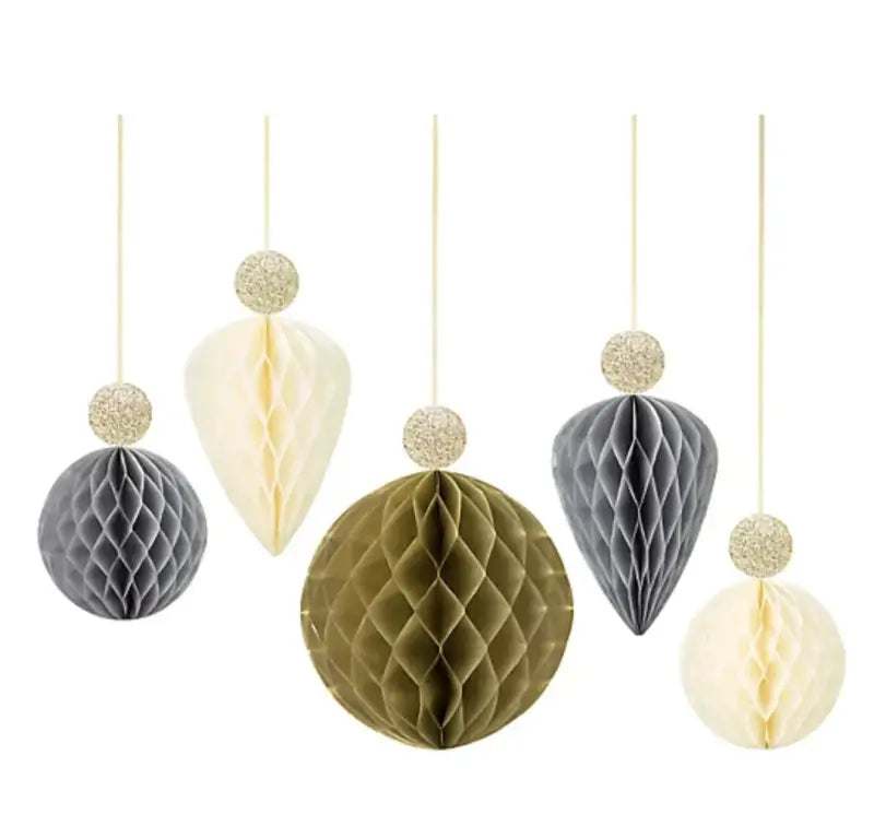 Honeycombs ’baubles gold’ 5 st