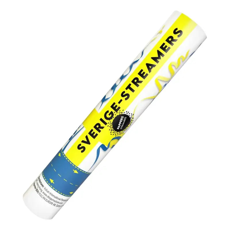 Konfettikanon blå/gul streamers