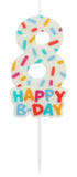 Ljus Cozy Sprinkles Siffra 8 - 7 cm - Ljus
