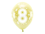 Metallic Eco Ballonger 33 cm Nummer ’8’’ ljus guld