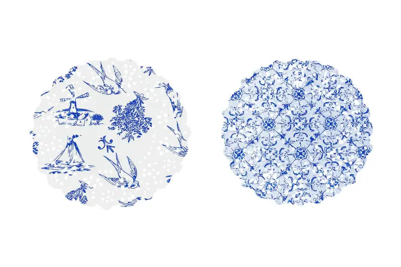 Minitårtpapper - party porcelain blue - 10 cm