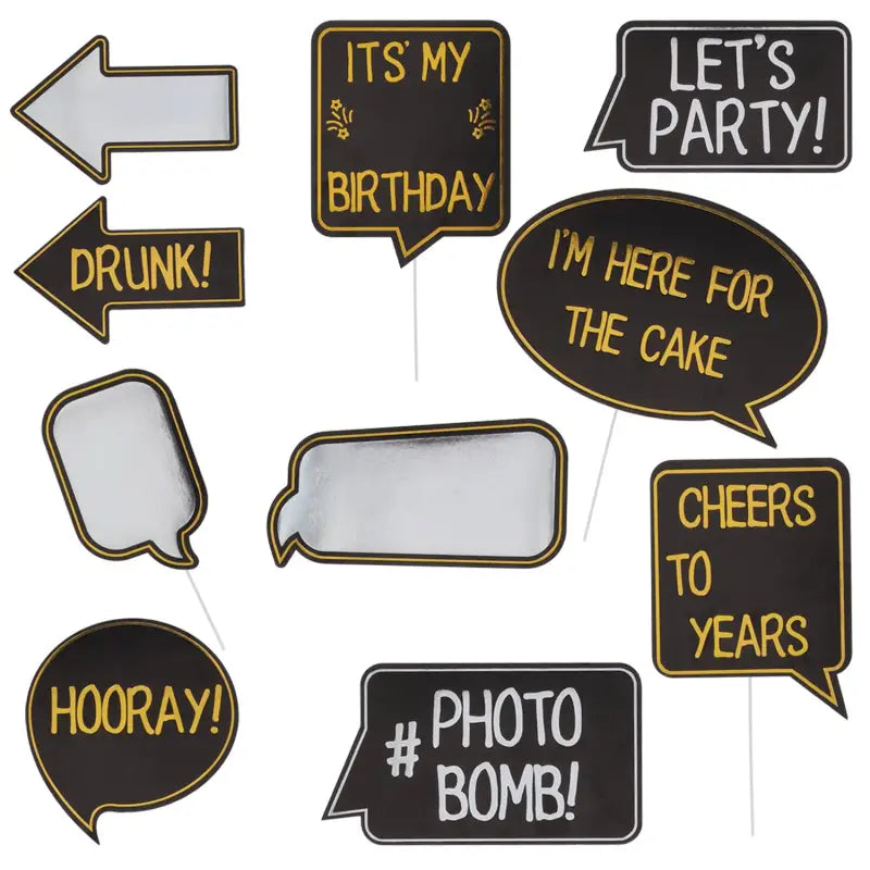 Photobooth tillbehör - shining glam - 10 stycken