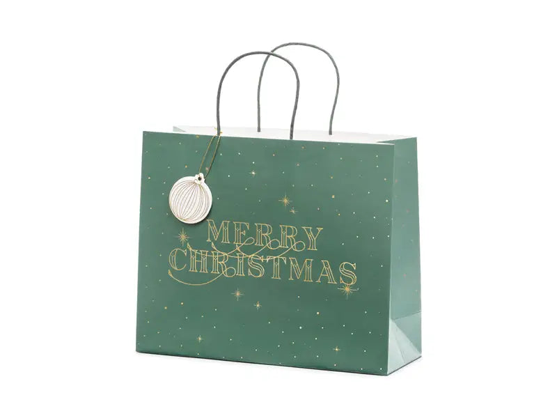 Presentpåse Merry Christmas flaska grön