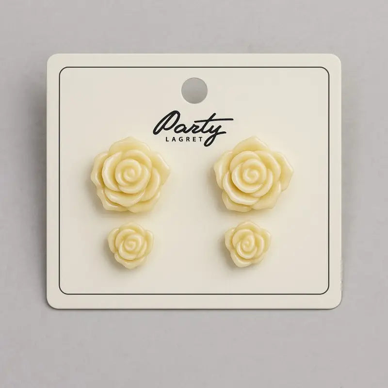 Rosörhängen set ljusgul – festaccessoar (2 par)