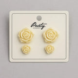 Rosörhängen set ljusgul – festaccessoar (2 par)