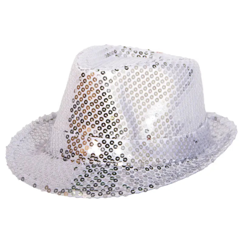 Silver trilby hatt med glitter - Hatt