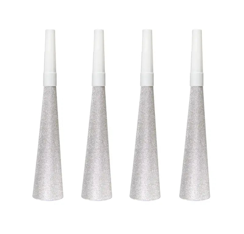 Silverfärgade Glitterhorn 19cm - 4 st - Festhorn