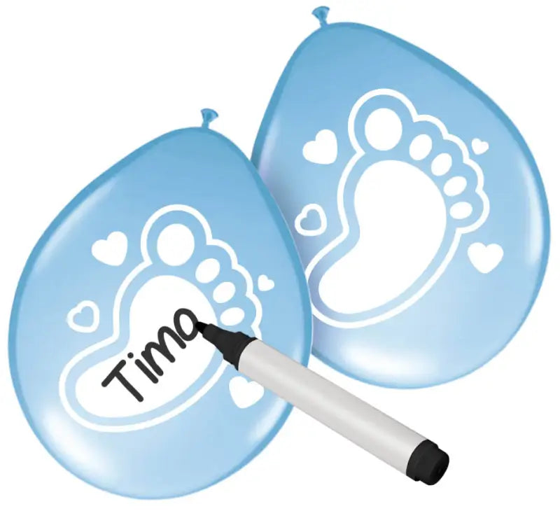 Skrivbara ballonger baby pojke - 6 st - Latexballonger