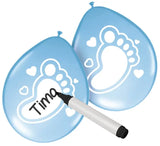 Skrivbara ballonger baby pojke - 6 st - Latexballonger