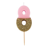 Tårtljus rosa/guld glitter siffra 8