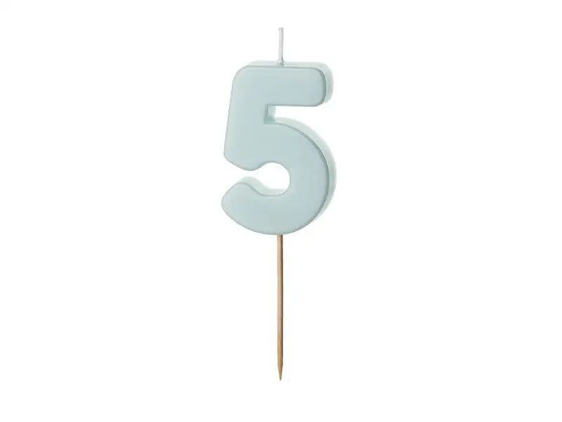 Tårtljus Siffra 5 ljusblå